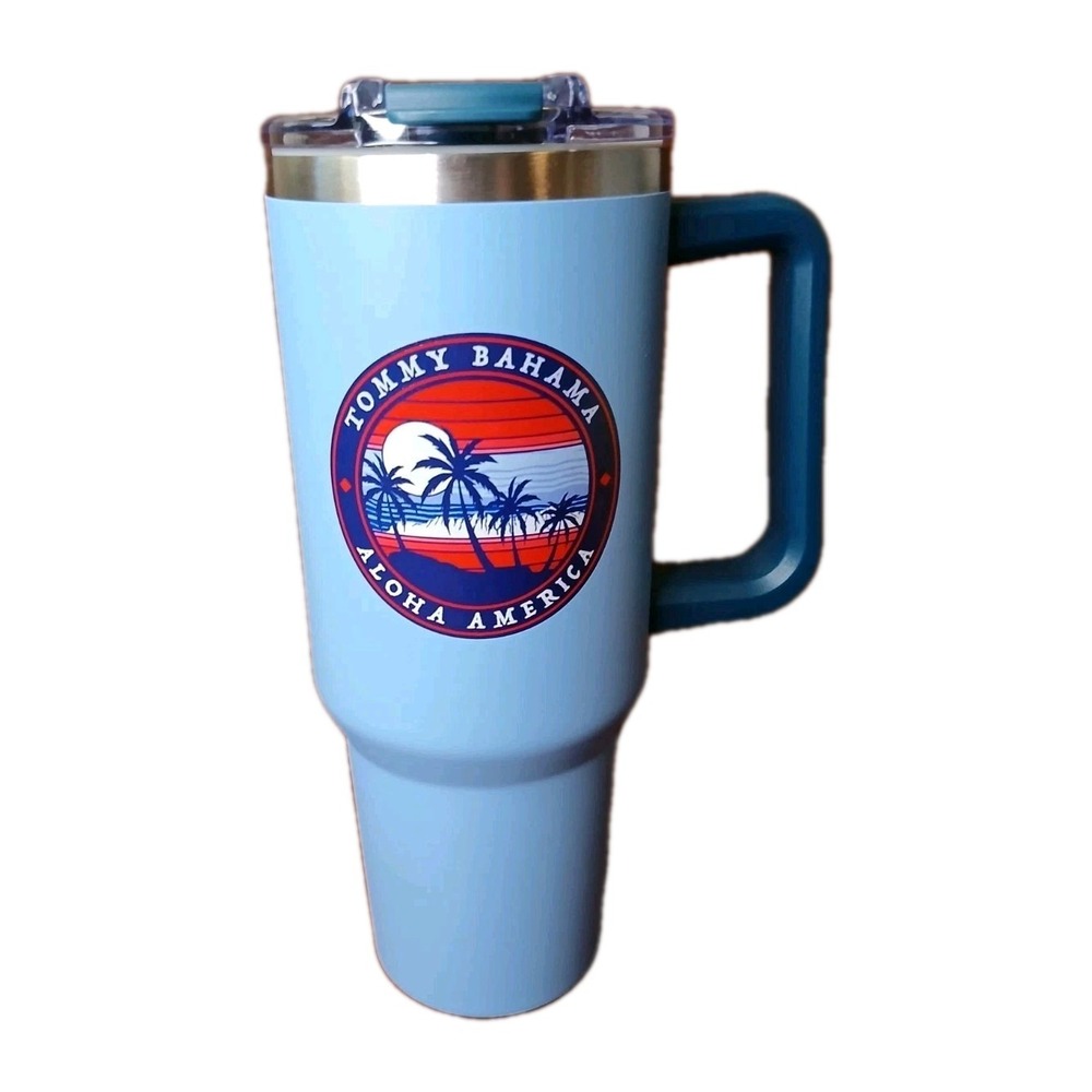 Tommy Bahama New 42 oz Tumbler Cup Stainless Hydration Hot / Cold Beverage #1310